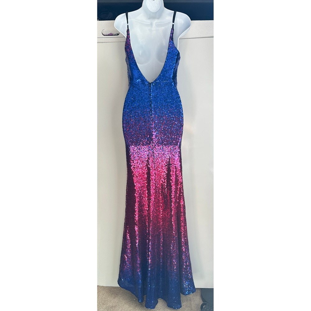 Shein Belle Sequin Gown Blue/Pink Formal Prom‎ XS Party Fairy Whimsical - Picture 10 of 11